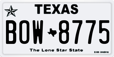 TX license plate BOW8775