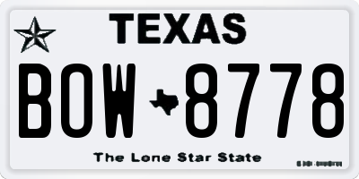 TX license plate BOW8778