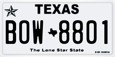 TX license plate BOW8801