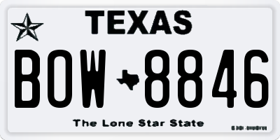TX license plate BOW8846