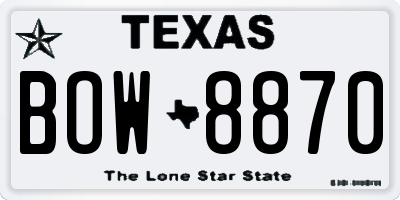 TX license plate BOW8870