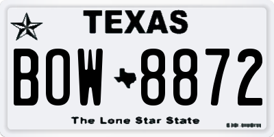TX license plate BOW8872