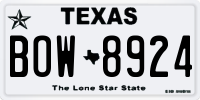 TX license plate BOW8924