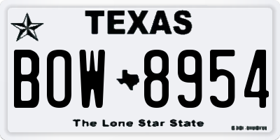 TX license plate BOW8954