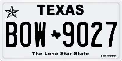 TX license plate BOW9027