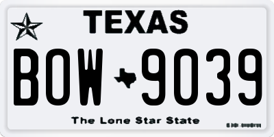 TX license plate BOW9039