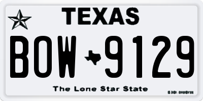 TX license plate BOW9129