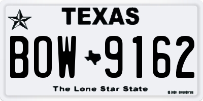 TX license plate BOW9162