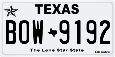 TX license plate BOW9192