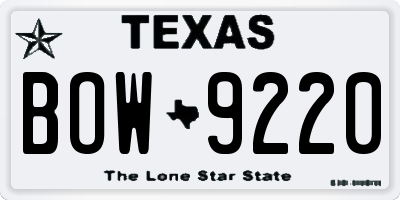 TX license plate BOW9220