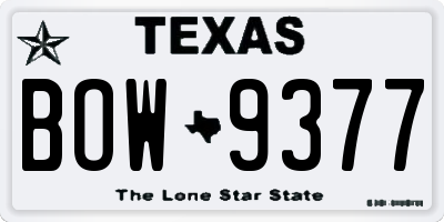 TX license plate BOW9377