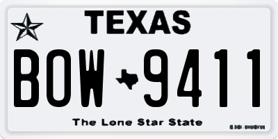TX license plate BOW9411