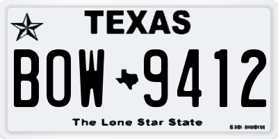 TX license plate BOW9412