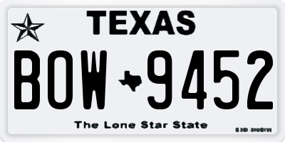 TX license plate BOW9452