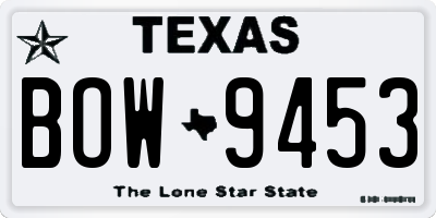 TX license plate BOW9453