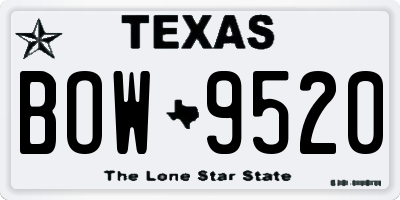 TX license plate BOW9520