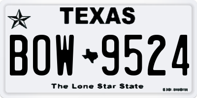 TX license plate BOW9524