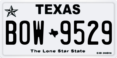 TX license plate BOW9529