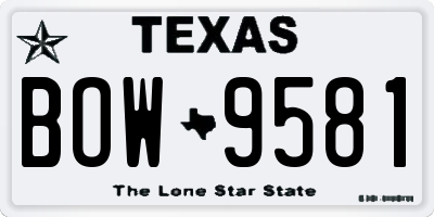TX license plate BOW9581