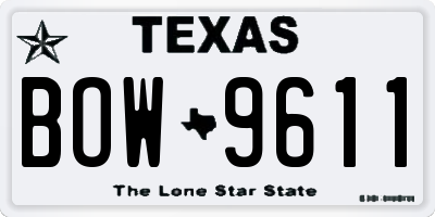 TX license plate BOW9611