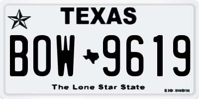 TX license plate BOW9619
