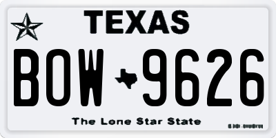 TX license plate BOW9626