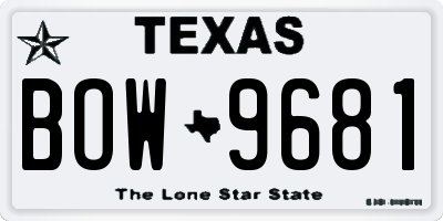 TX license plate BOW9681
