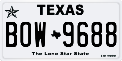 TX license plate BOW9688