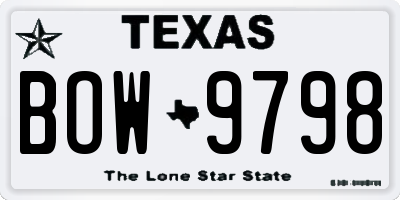 TX license plate BOW9798