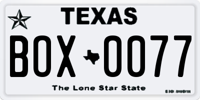 TX license plate BOX0077