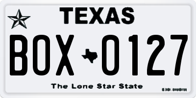 TX license plate BOX0127