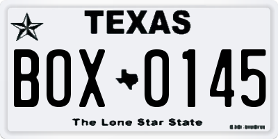 TX license plate BOX0145