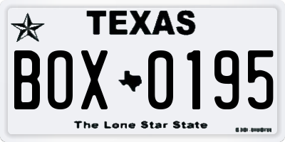 TX license plate BOX0195