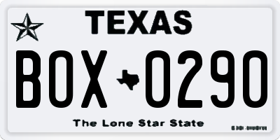 TX license plate BOX0290