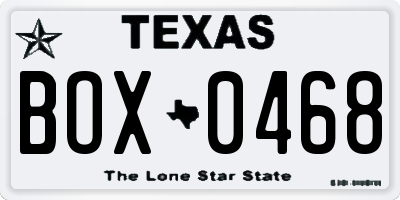 TX license plate BOX0468