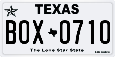 TX license plate BOX0710