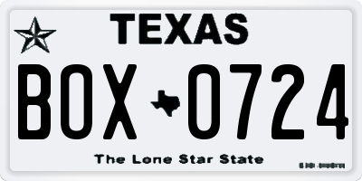 TX license plate BOX0724