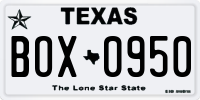 TX license plate BOX0950