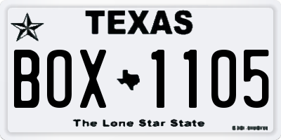 TX license plate BOX1105