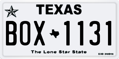 TX license plate BOX1131