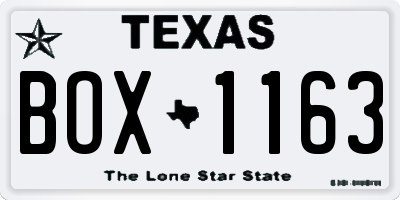 TX license plate BOX1163