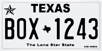 TX license plate BOX1243