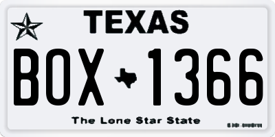 TX license plate BOX1366