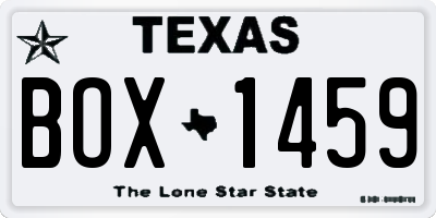 TX license plate BOX1459