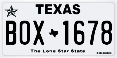 TX license plate BOX1678