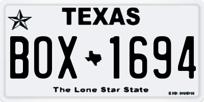 TX license plate BOX1694