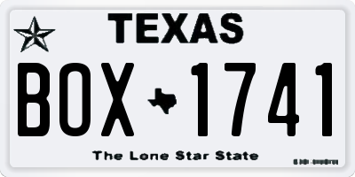 TX license plate BOX1741