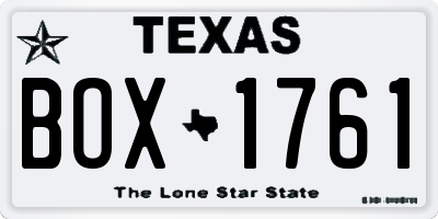 TX license plate BOX1761