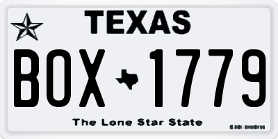 TX license plate BOX1779