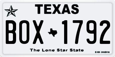TX license plate BOX1792